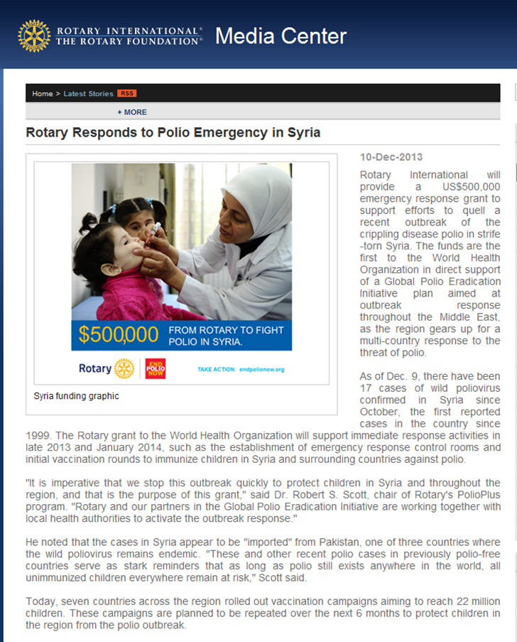 Rotary Responds to Polio Emergency in Syria